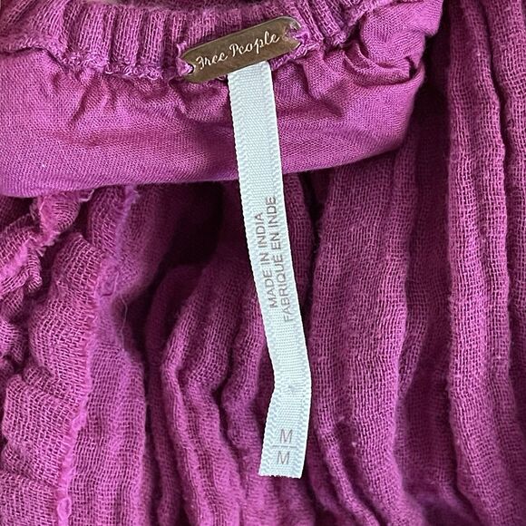 Free People Angele Mini Dress M Pink Dragonfruit Punch Gauze Fushcia Oversized - Picture 12 of 13